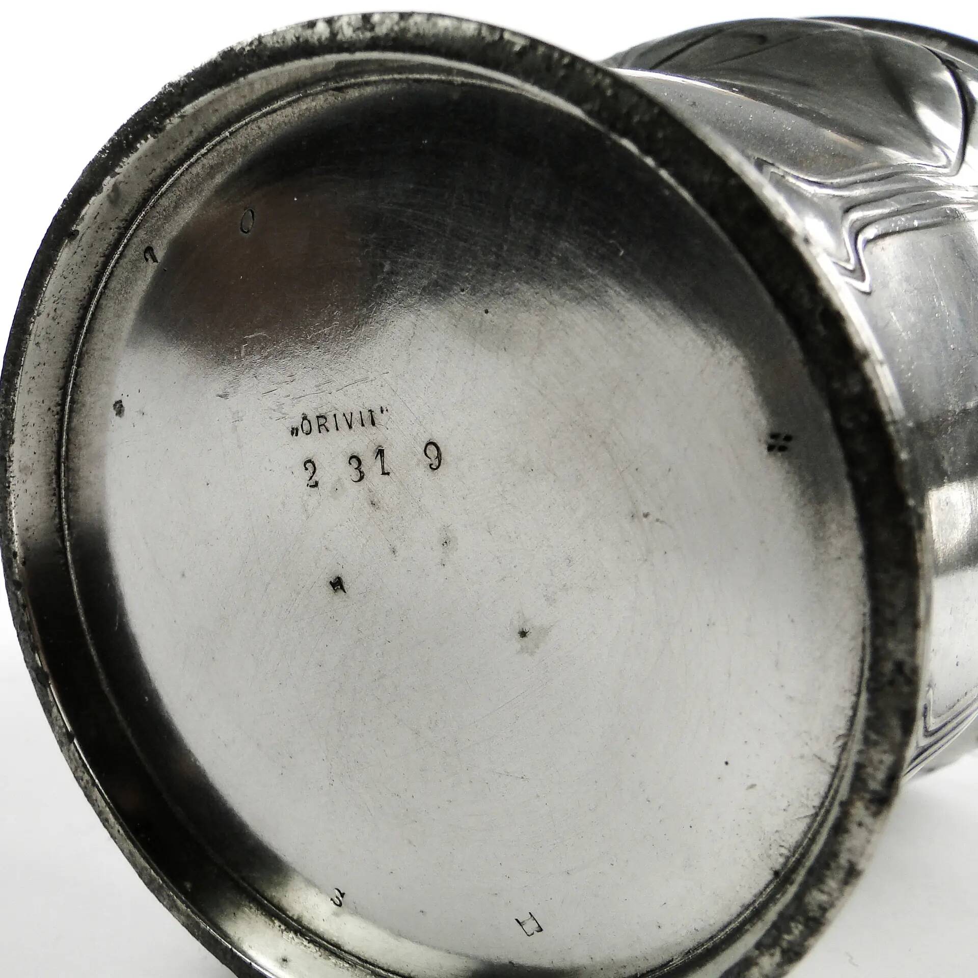 Art Nouveau tea caddy, silver-plated pewter, Orivit, Germany, early 20th century