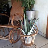 Vintage rattan sewing basket