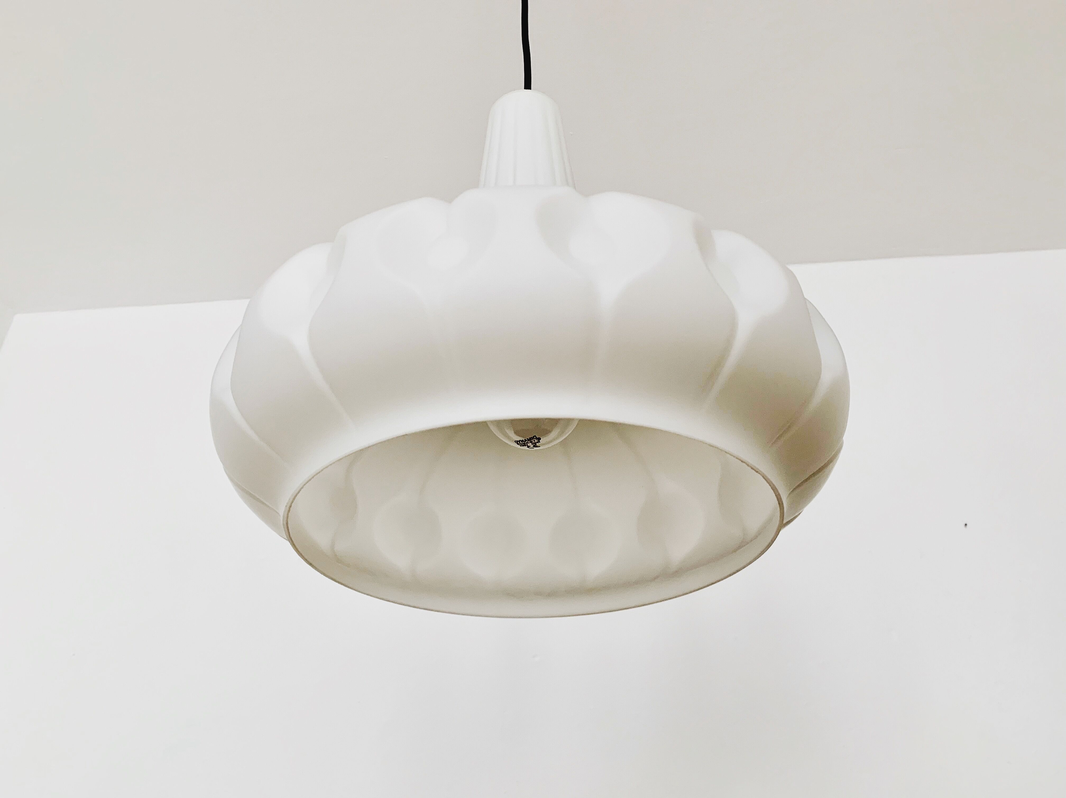 Mid century modern opaline pendant lamp by Peill and Putzler