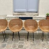 4 rattan chairs from 1950