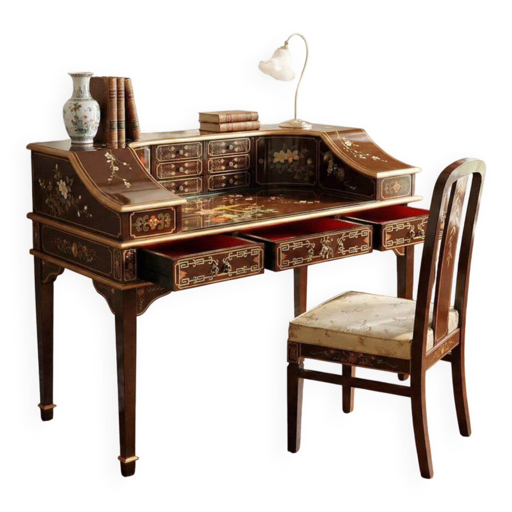 Chinese table with the vintage chair.