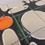 Vintage coffee table from the 60s and 70s in ceramic, chrome metal, and wood.