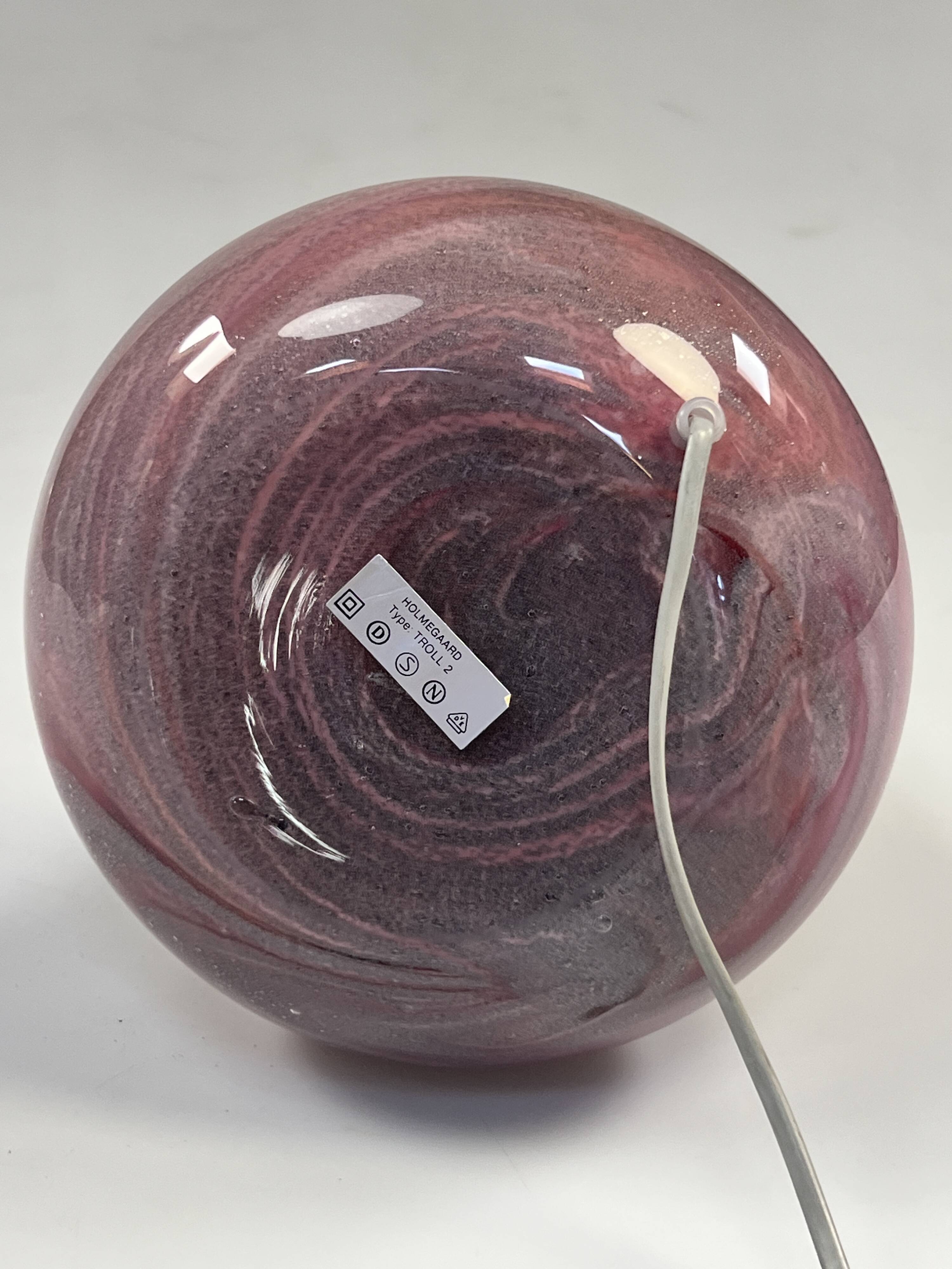 Vintage Danish Table Lamp, Purple Glass, Holmegaard Troll 2