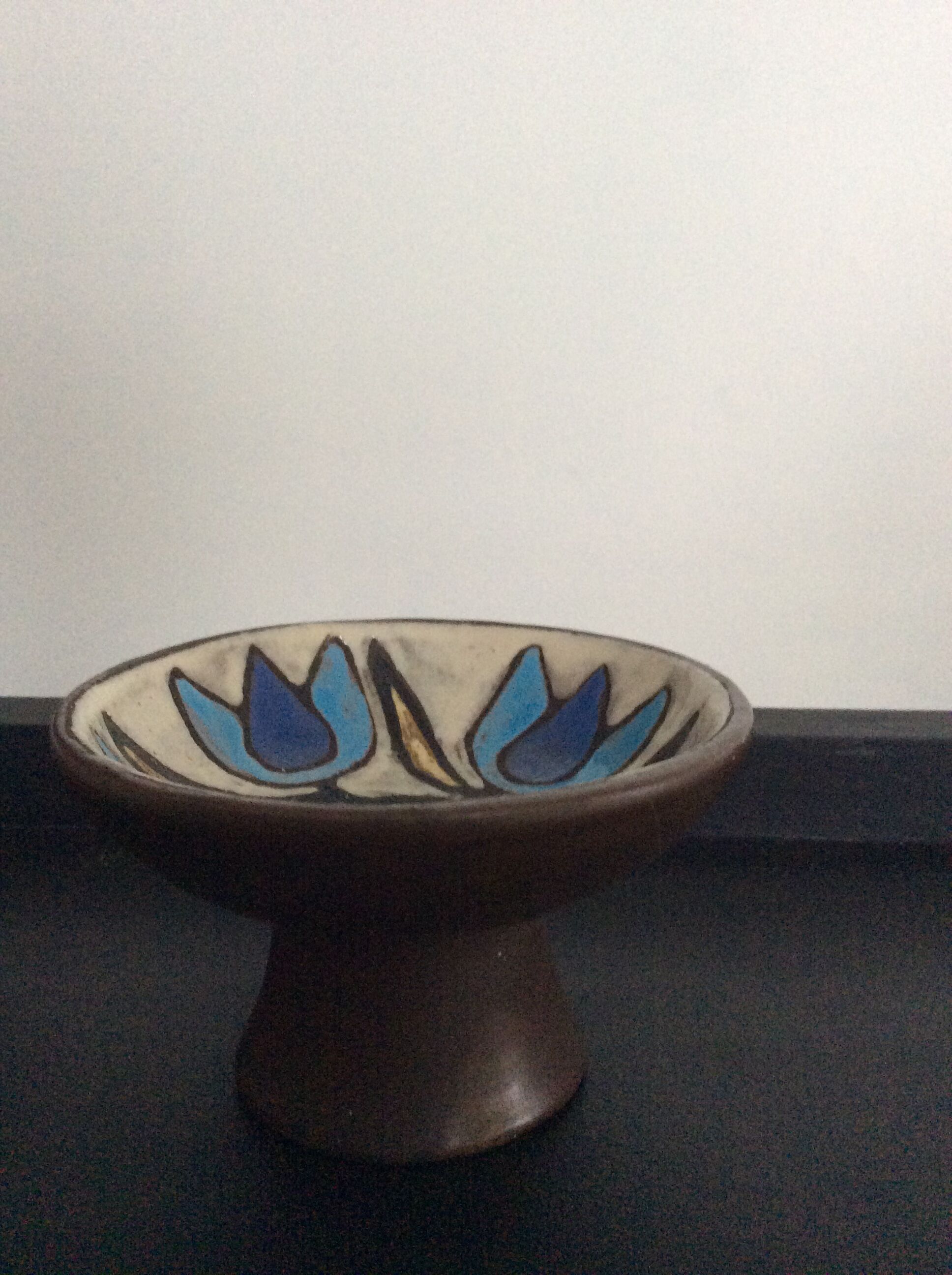 Vintage ceramic candle holder signed Yvette Manoy