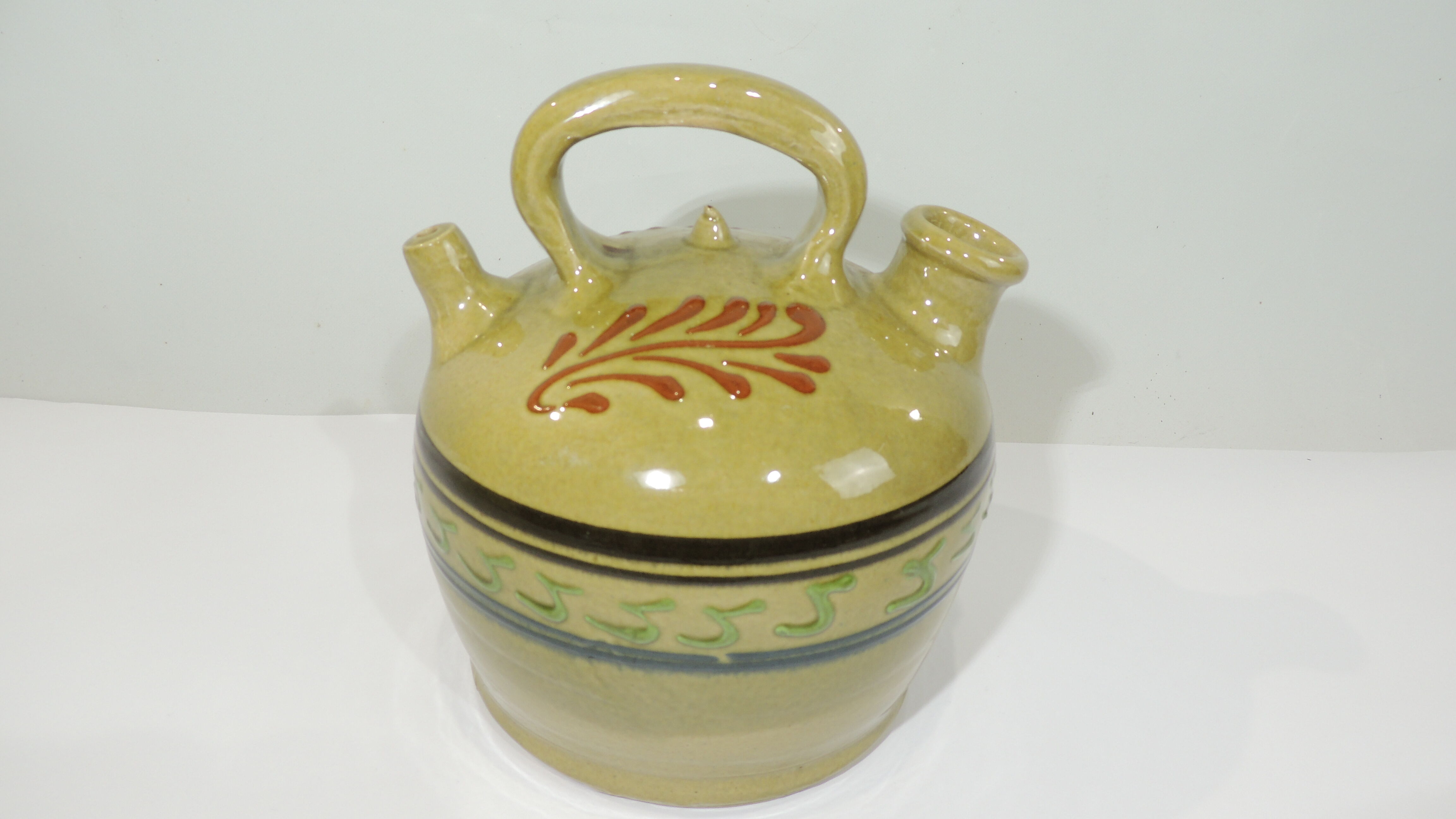 Gargoulette/Glazed terracotta jug/vintage/pitcher
