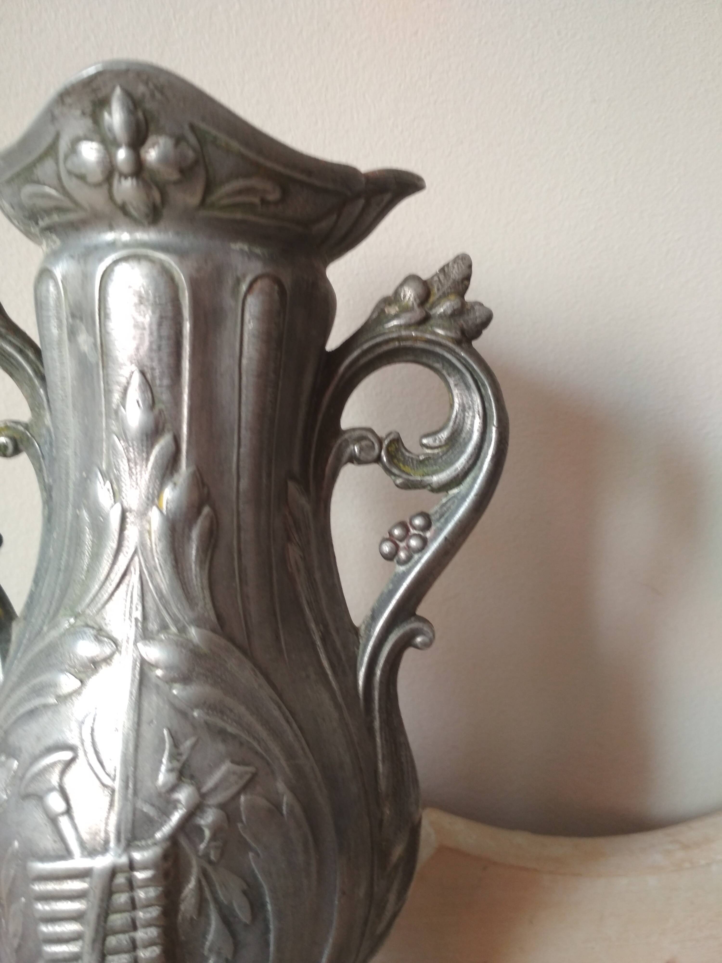 Art Nouveau style pewter vase - amphora vase
