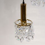 Lustre en laiton doré et cristal de Palwa design 1960