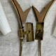 Pair of wall lights in brass, wood and opaline glass, 1950s/60s