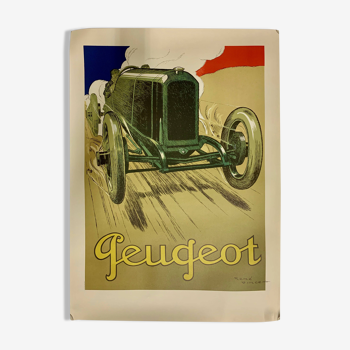 Grande Impression Lithographique Publicitaire Peugeot 1912
