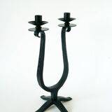 Large double wrought iron candle holder, Brutalist, 1970 - 39 X 21 cm