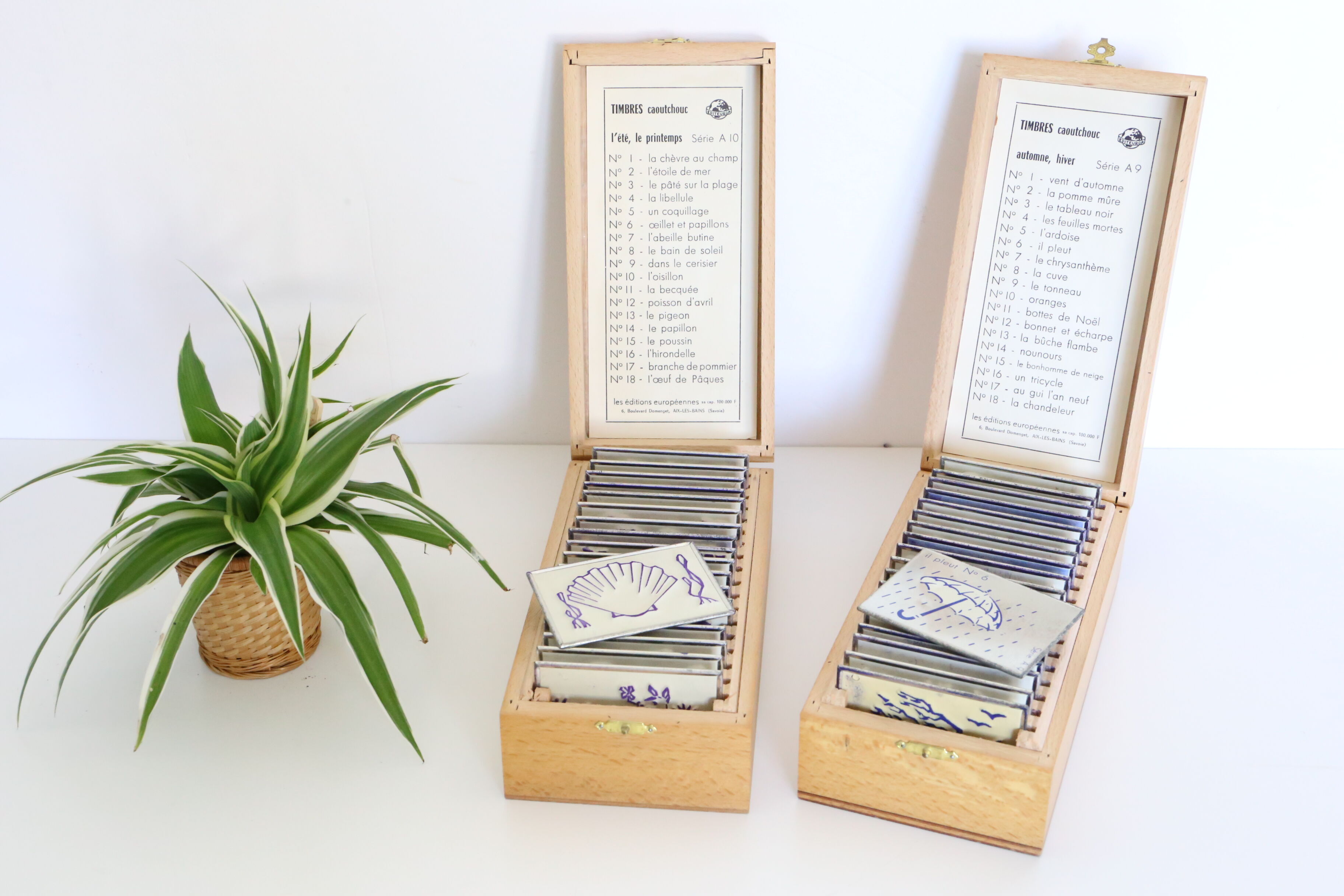 Stamp boxes, stamps, school, theme the4 seasons