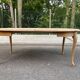 Round extendable dining table Louis XV stripped in solid cherry wood 1960