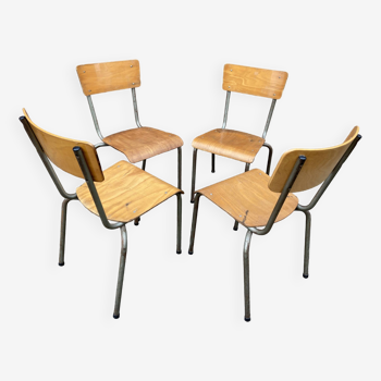4 vintage school chairs