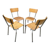 4 chaises d'école Vintage