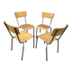 4 vintage school chairs