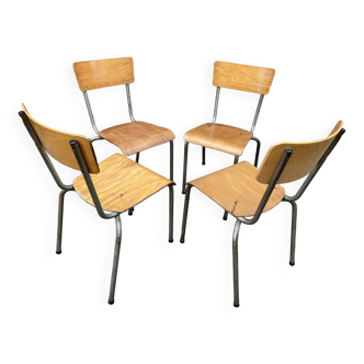 4 vintage school chairs