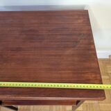 Table d'appoint en bois de placage et structure en métal vintage à deux plateaux