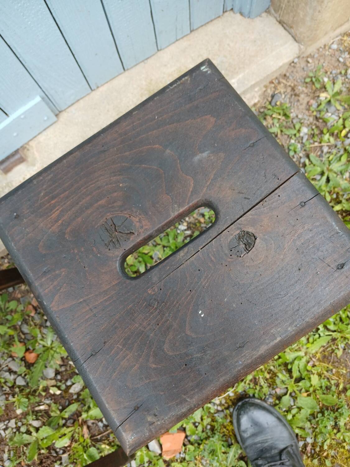 2 antique wooden workshop stools