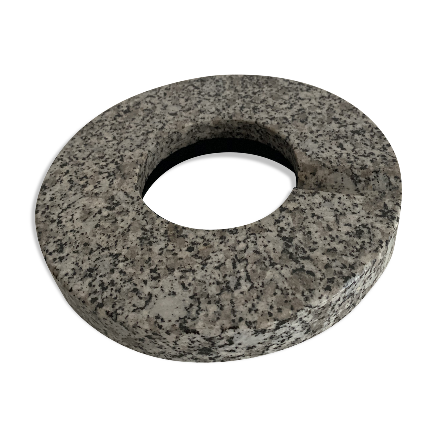 Vintage round marble ashtray speckled grey -black