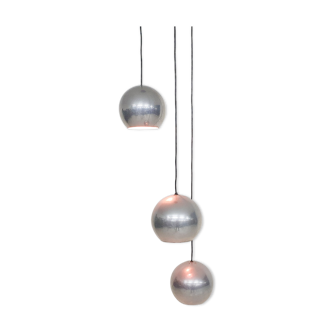 Set of three metal globes light, The Netherlands 1960's