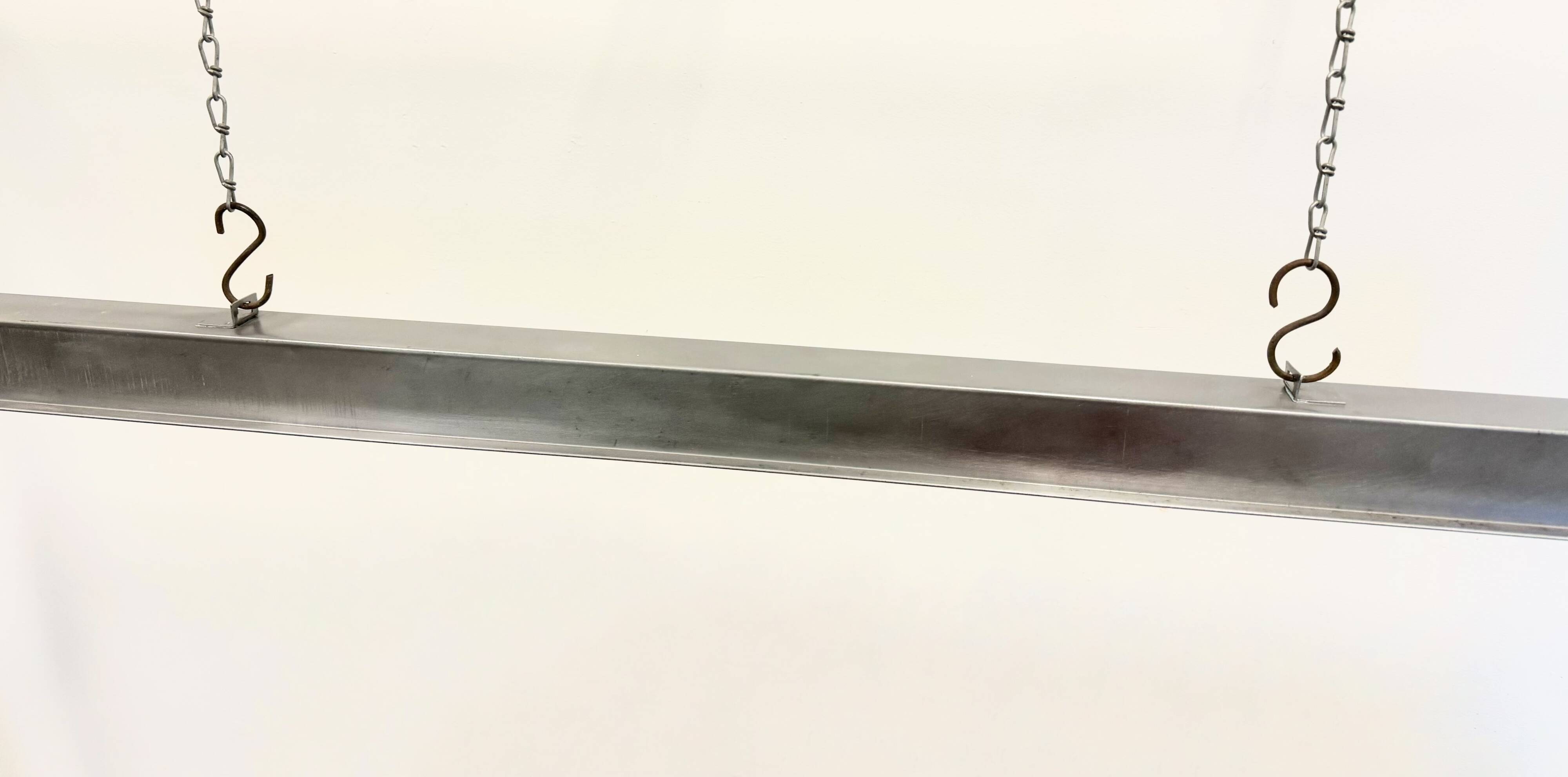 Industrial Polished  Hanging Tube Light, 1970s