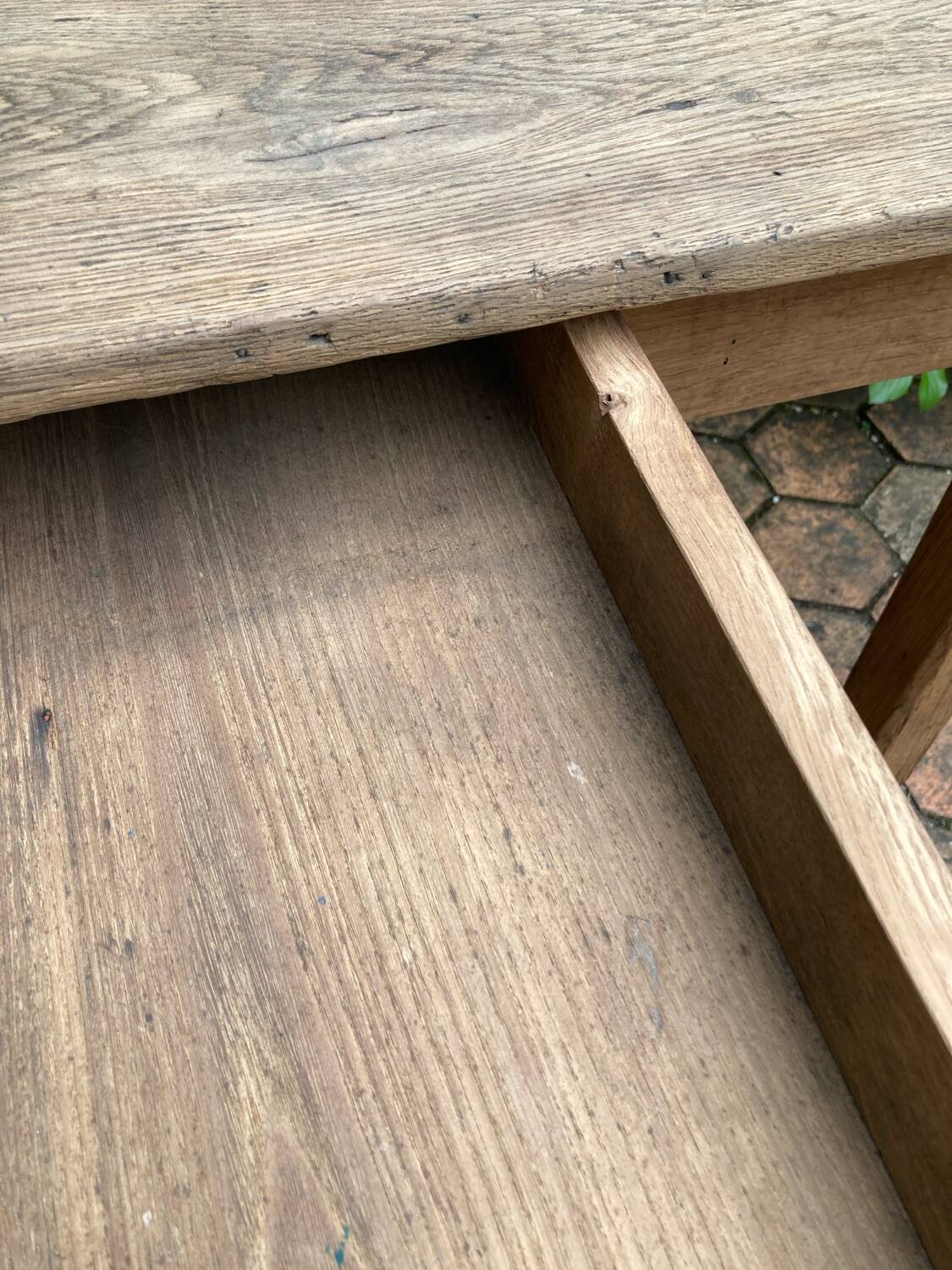 Old farmhouse table made of solid wood