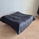Togo sofa with pouf in black leather by Michel Ducaroy for Ligne Roset, set of 2