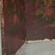 Antique English red leather hand-painted chinoiserie room divider/ screen