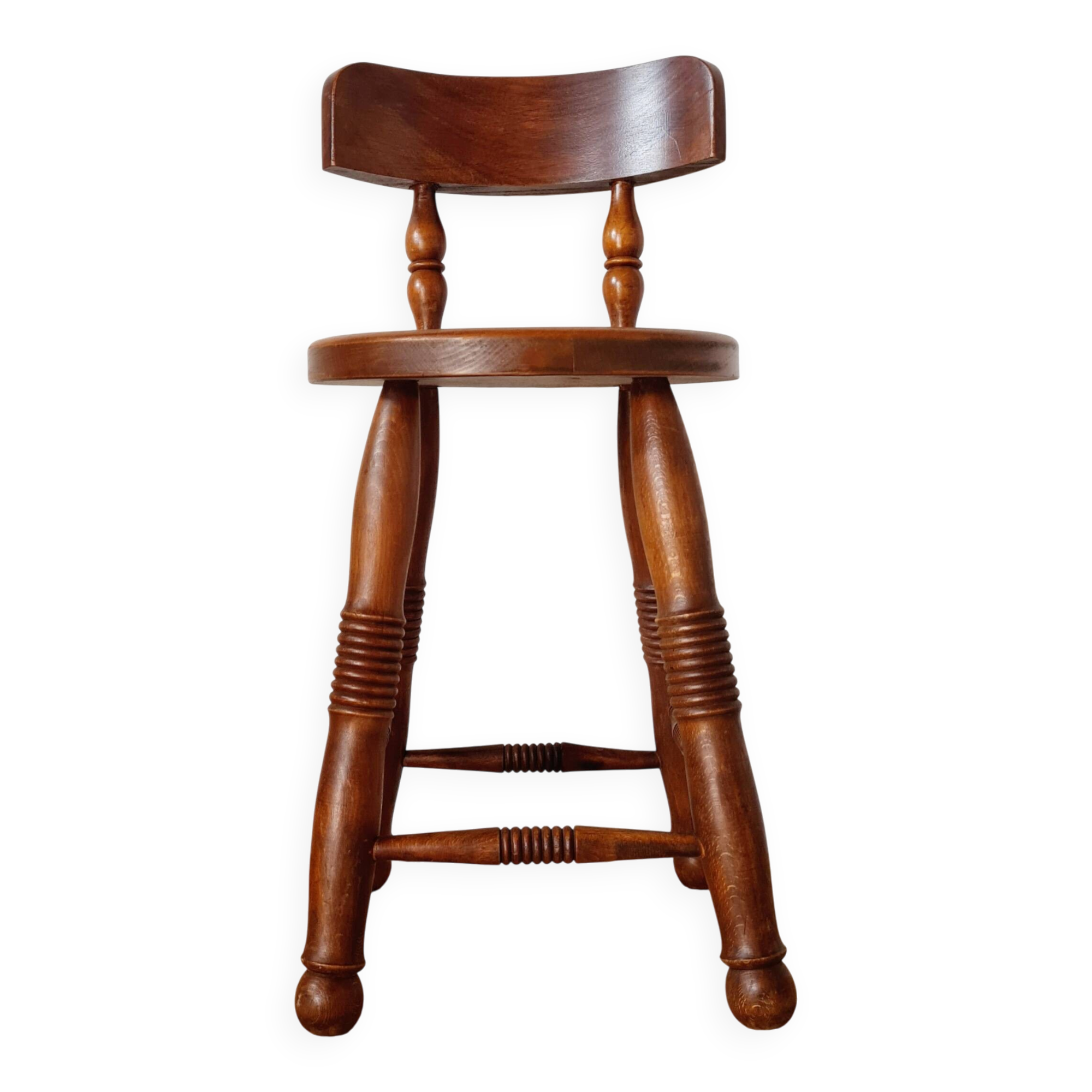 Antique chair - wood - oak - folk art - brutalist