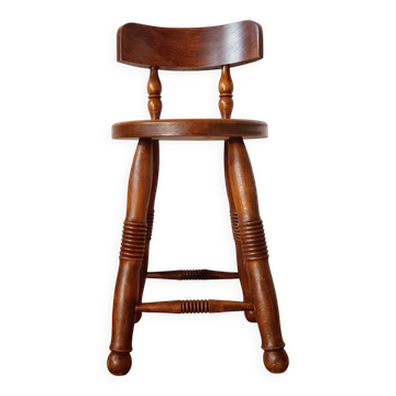 Antique chair - wood - oak - folk art - brutalist
