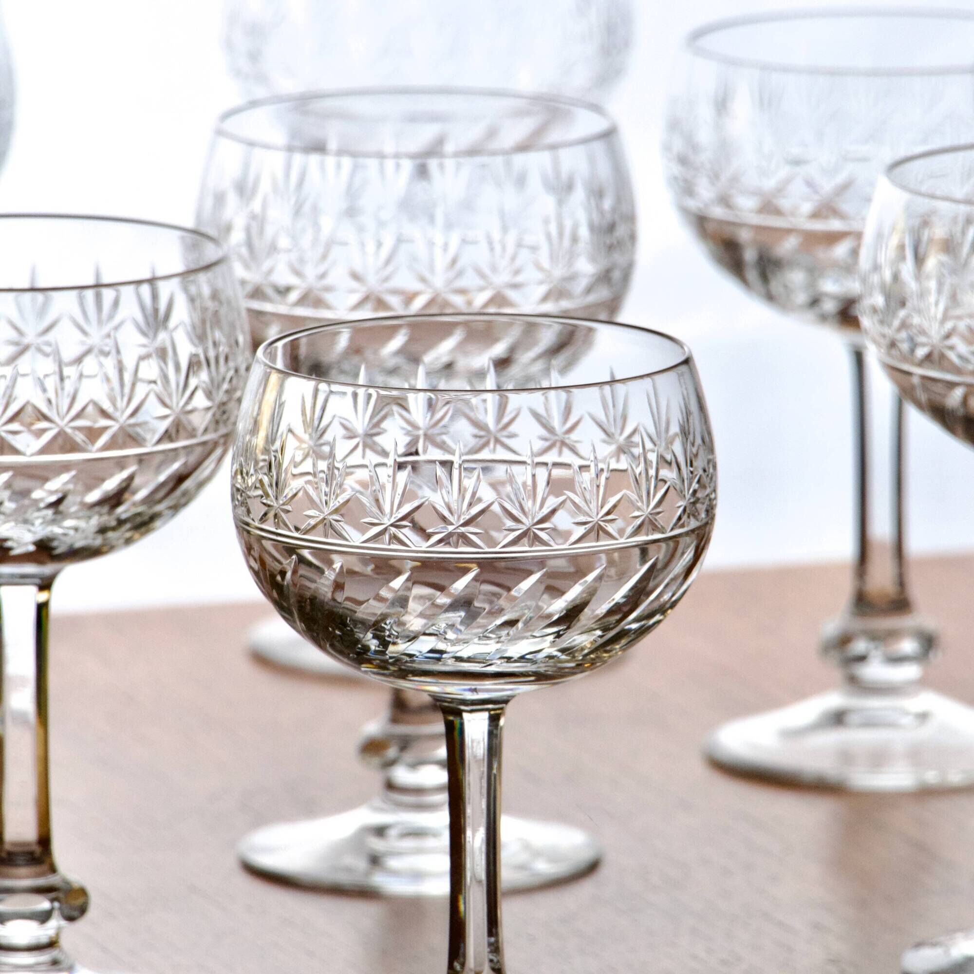 Verres à vin anciens Villeroy & Boch 'Treveris' en cristal soufflé bouche