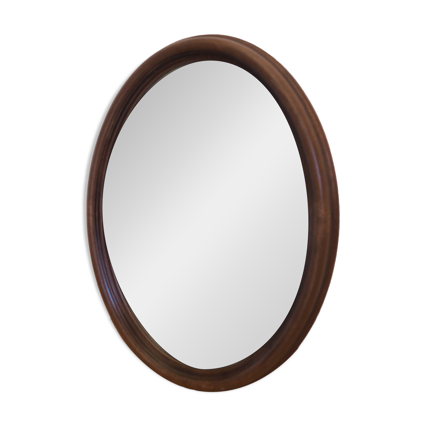 Vintage oval mirror with wooden frame
