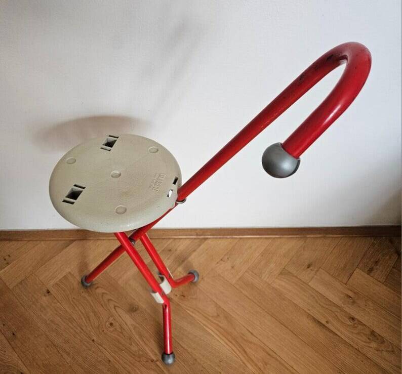 Midcentury Ulisse Folding Stool designed by Ivan Loss, Sandrigarden, Italy, 1981