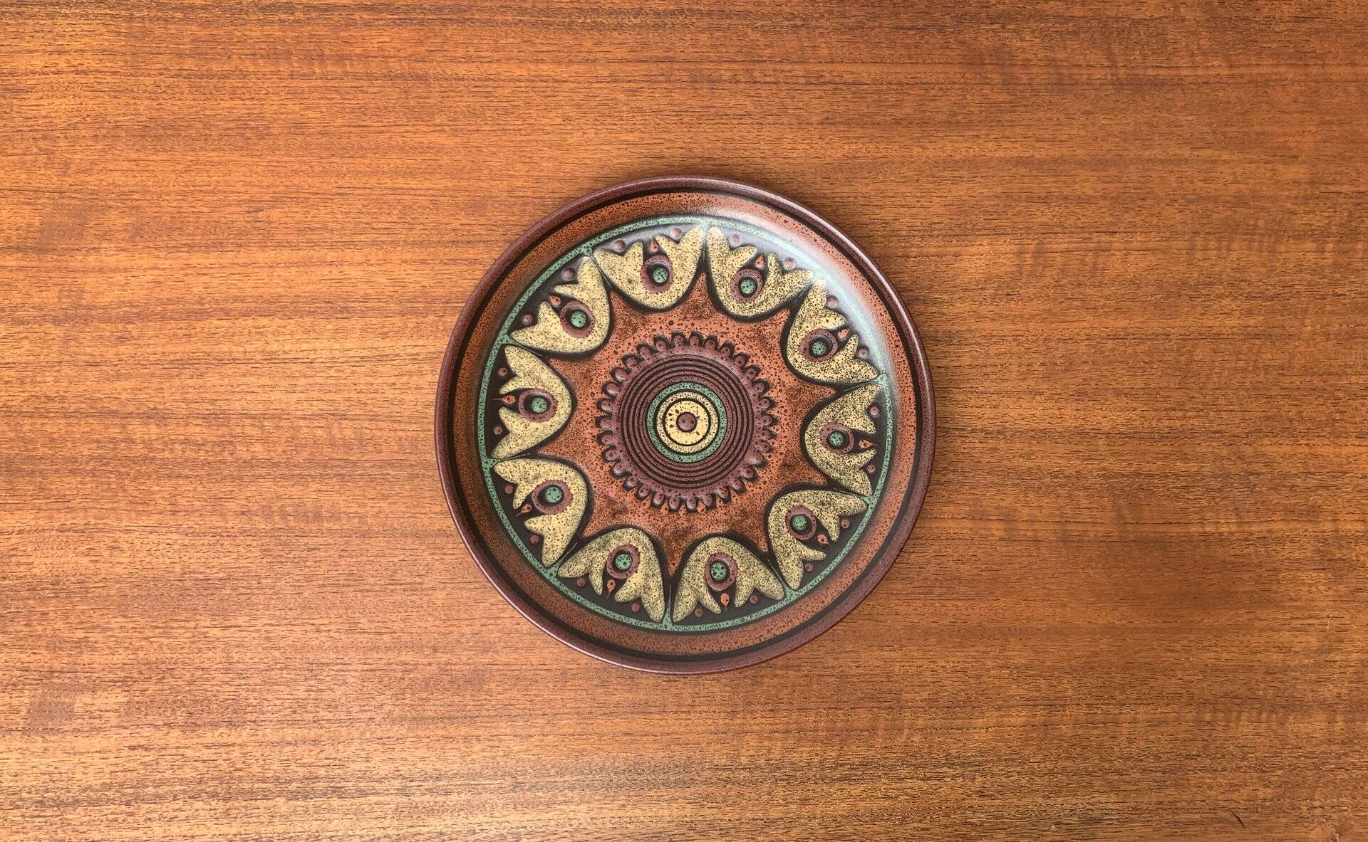 Vintage German ceramic wall plate from Keramik Manufaktur Kupfermühle, 1970s.