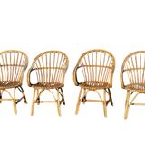 Set of 4 rattan armchairs from the 1960s, France.