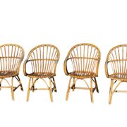 Set of 4 rattan armchairs from the 1960s, France.