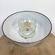 Industrial Grey Enamel Factory Pendant Lamp with Glass Cover, 1960s