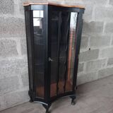 English Chippendale display case 1950s two-tone walnut and black