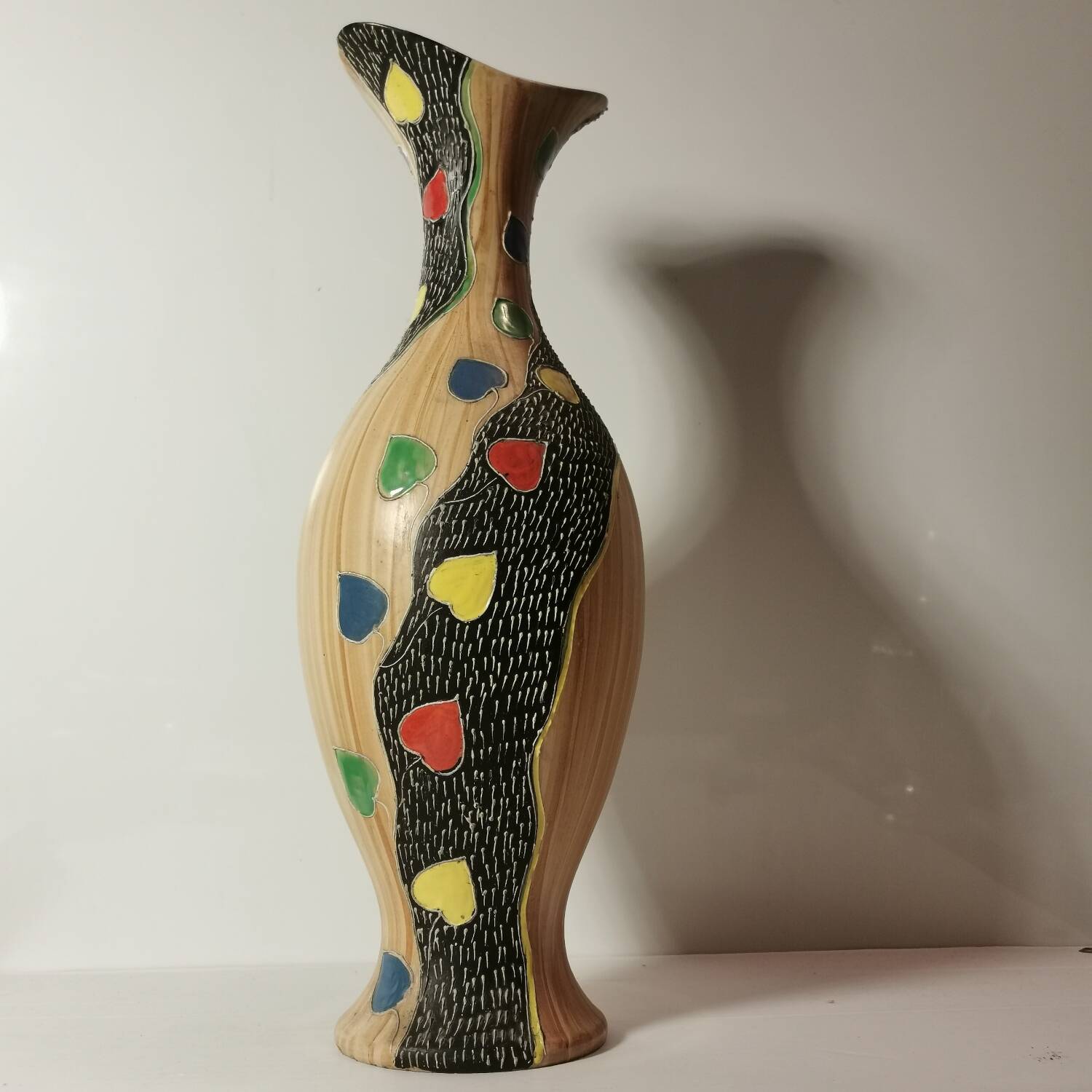 Large Deruta vase from the 1950s/1970s in enameled ceramic signed and numbered