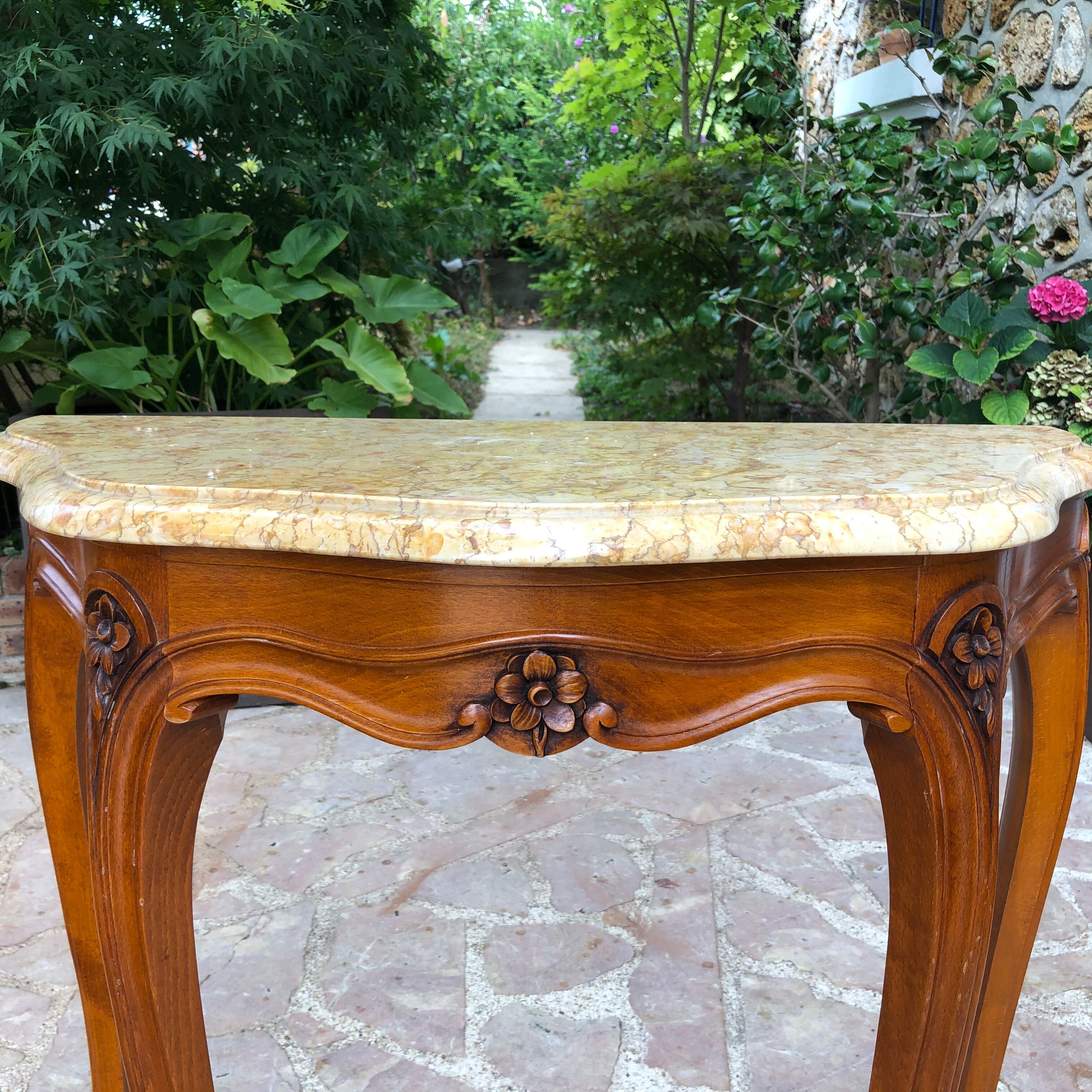 Console in cherry and marble