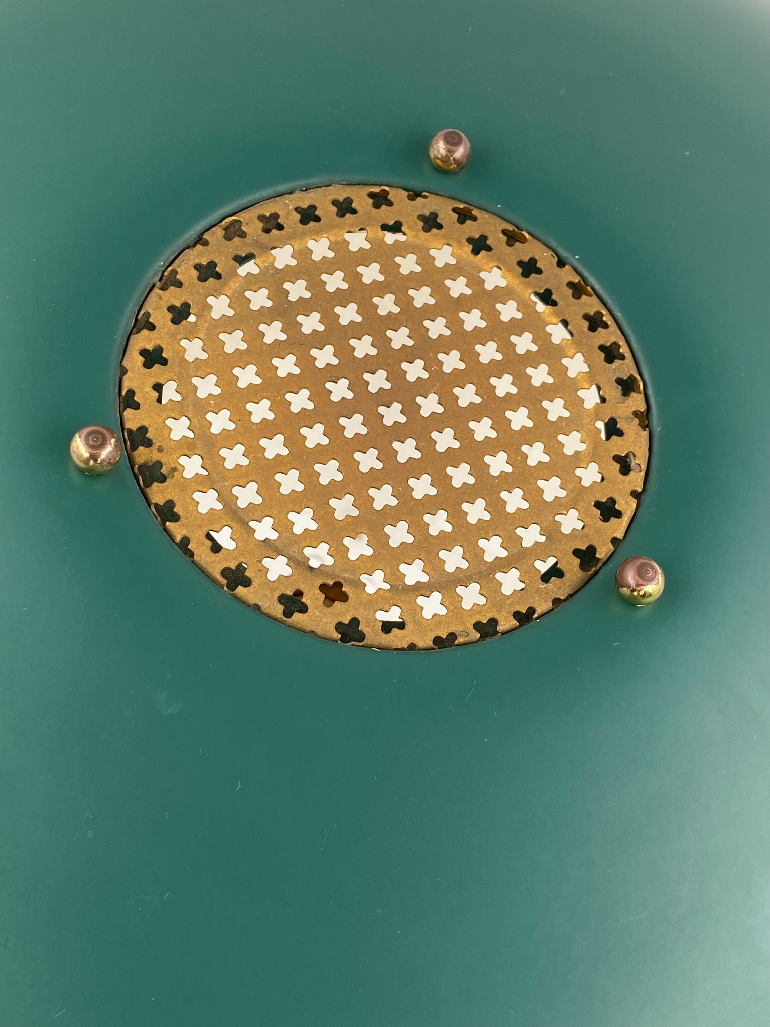 Modernist petrol green table lamp, France 1960s