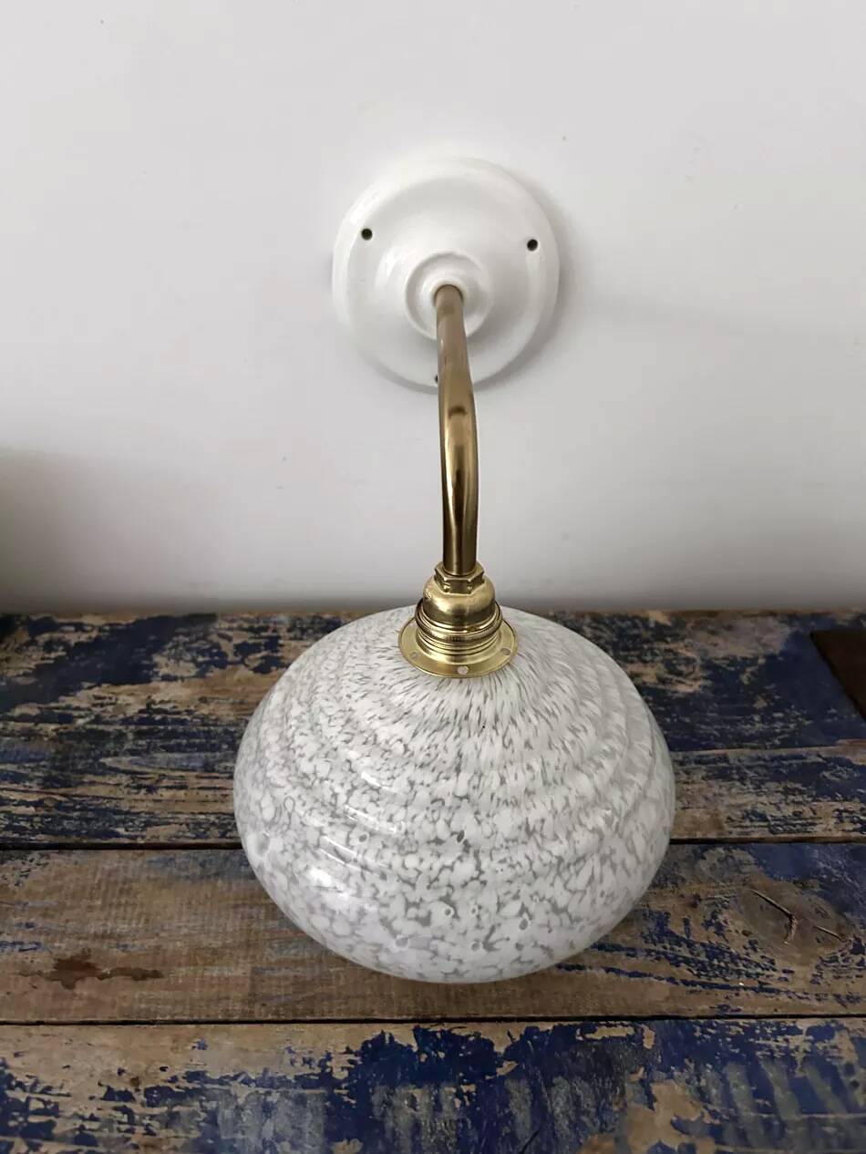White speckled Clichy glass wall light