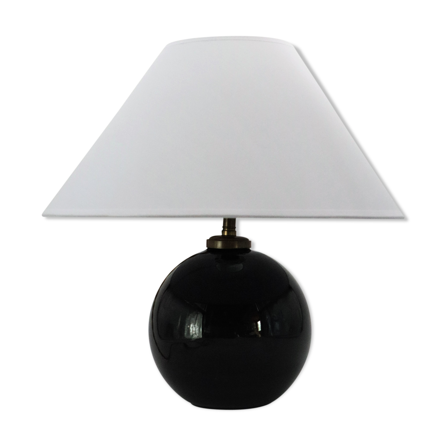 Art Deco black glass ball lamp 1930