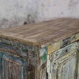 Low cabinet two doors in mango tree, patinated effect