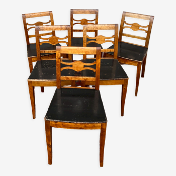 Suite de six chaises en bois naturel XIX eme siècle