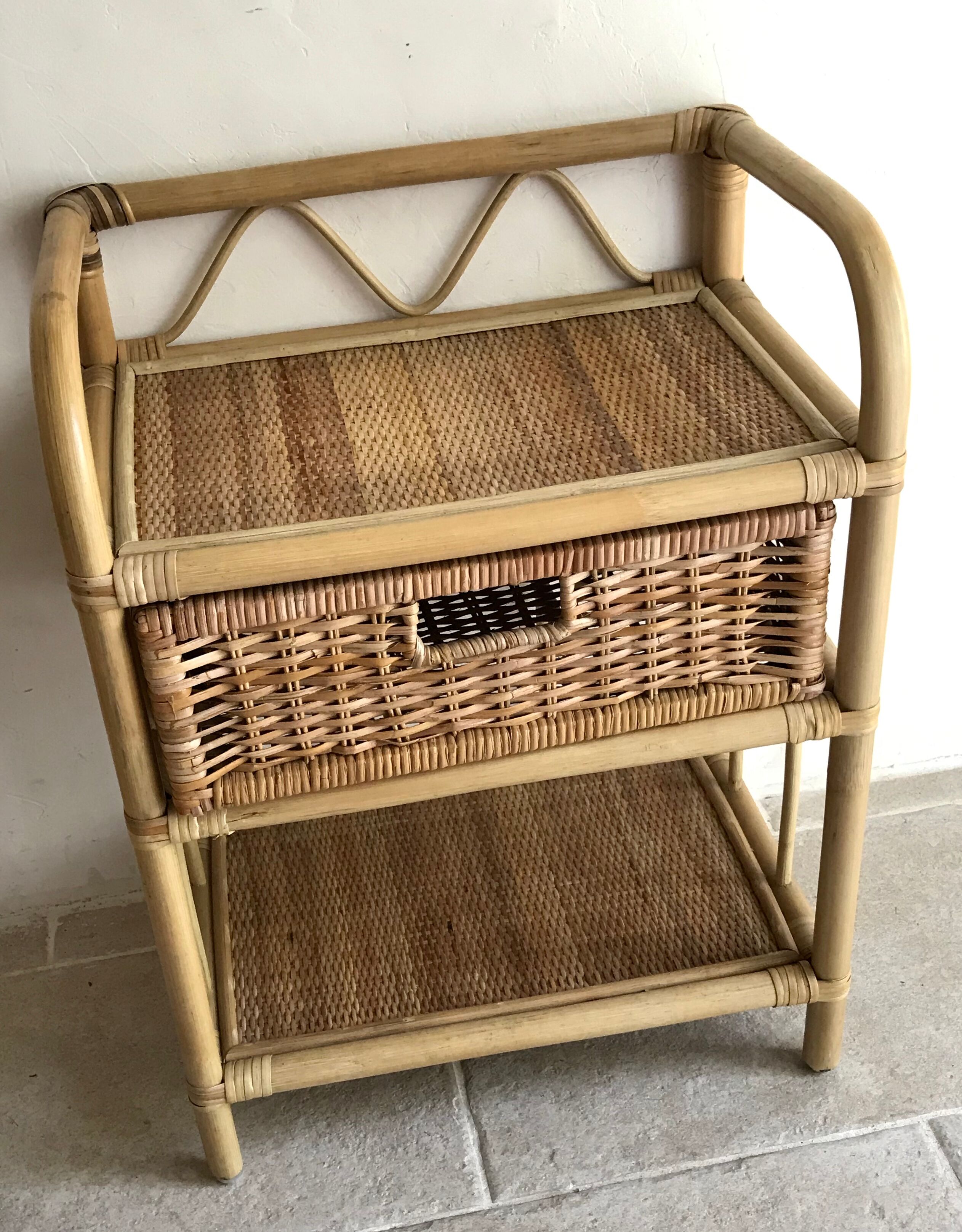 Pair of vintage rattan bedside