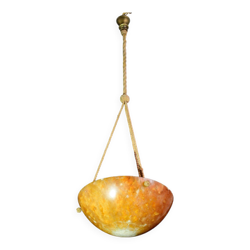 Art Deco great design brown alabaster chandelier, 1940s