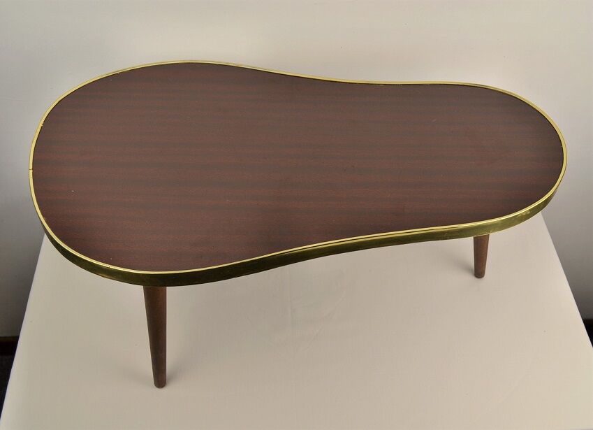 Coffee table tripod bean in formica, vintage 1960