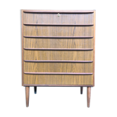 High chest of drawers, Scandinavian style, teak, 6 drawers, 1970