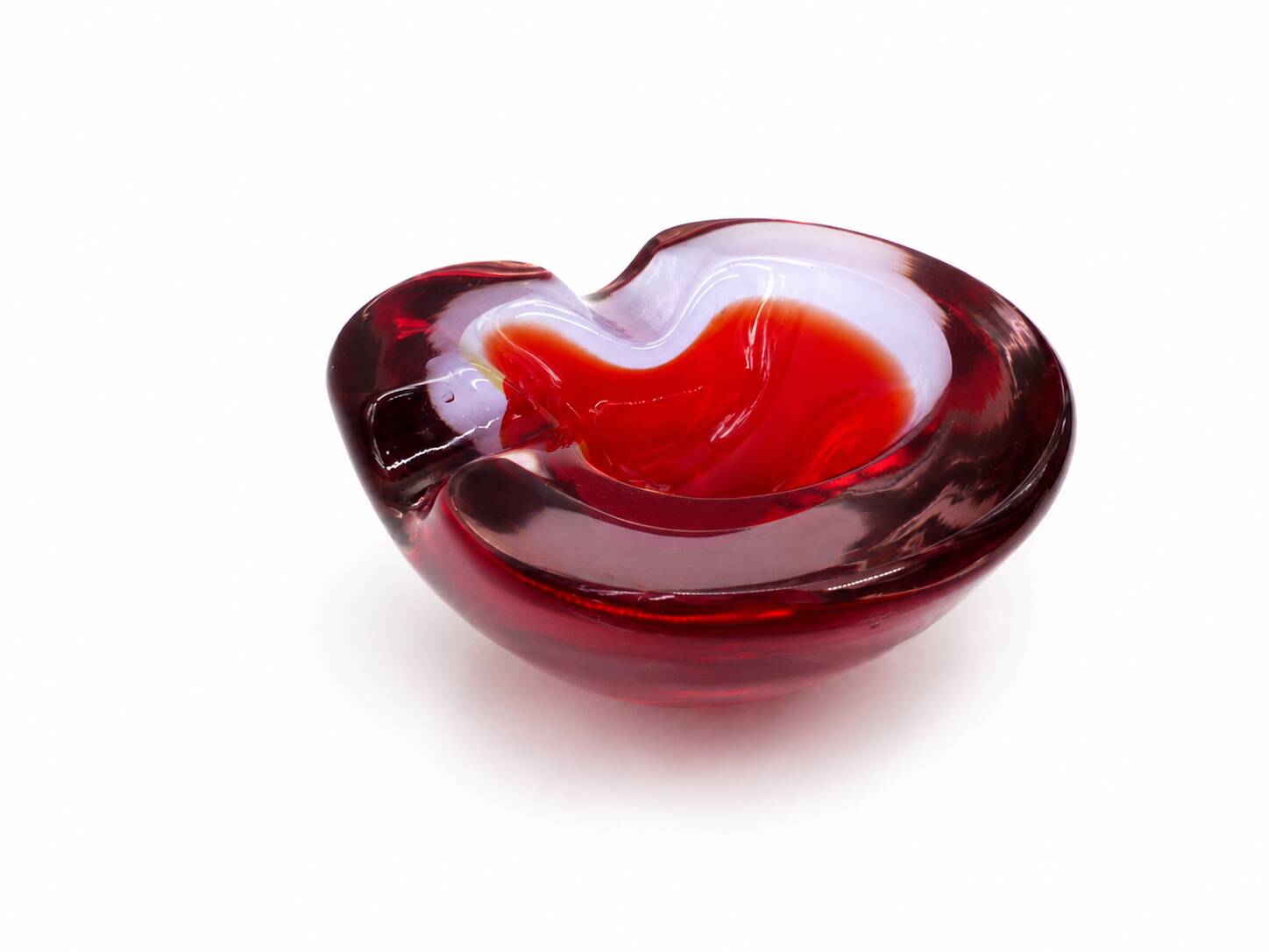 Red Sommerso Murano glass ashtray and pocket tray Seguso Murano 1960